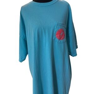 Vibrant Blue Tee with Pink by Waters Bluff ‎ Pocket Accent
